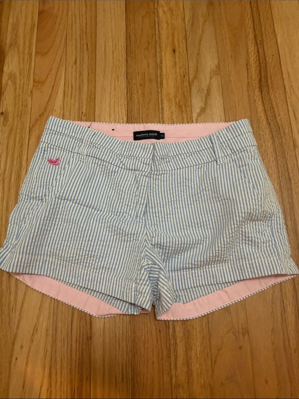 Southern Marsh Light Blue Seersucker Shorts 00
